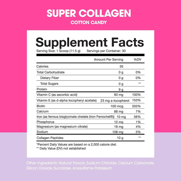 Super Collagen Protein Powder by Obvi - Cotton Candy