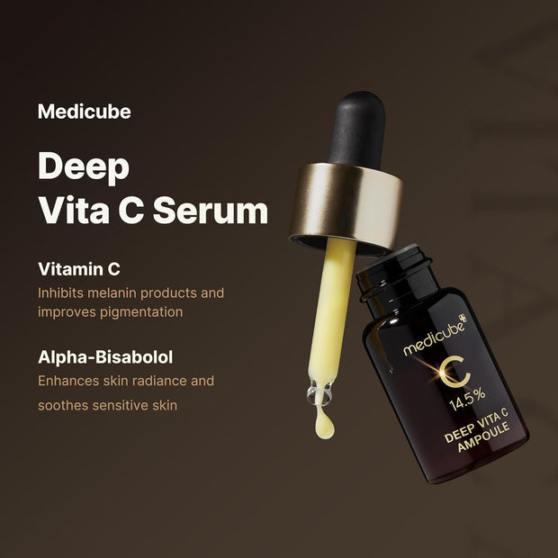 Medicube Deep Vita C Serum 2.0 || 14.5% Pure Vitamin C reduce the appearance of hyperpigmentation, dark spots, and blemishes | 16 self-tests complete | Korean skincare (10g * 3 bottles)