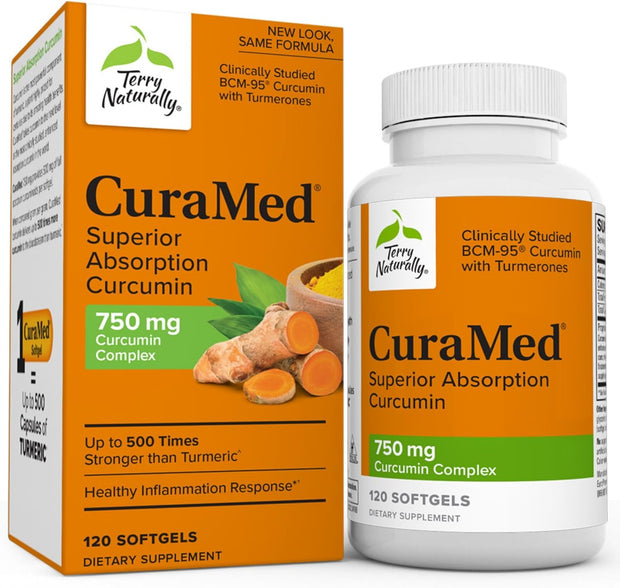 Terry Naturally CuraMed Curcumin Complex - Superior Absorption BCM-95 - Non-GMO, Gluten Free, Halal