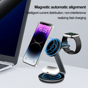 Magnetic Wireless Charger Stand 3 in 1 Fast Charging Station For iPhone 15 14 13 12 Pro Max Apple Watch 9 8 7 6 5 Induction USB