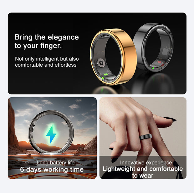 Smart Ring 2024  R02 Health Monitoring IP68 Waterproof Multi-sport Modes Bluetooth Sleep Tracker Finger Ring Man's, women's